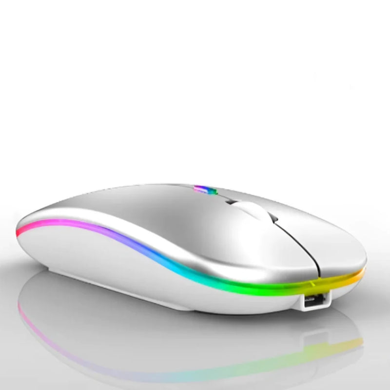 Mouse Sem Fio Wireless Com Bateria Interna Recarregavel 2,4 Ghz Led RGB Home Office