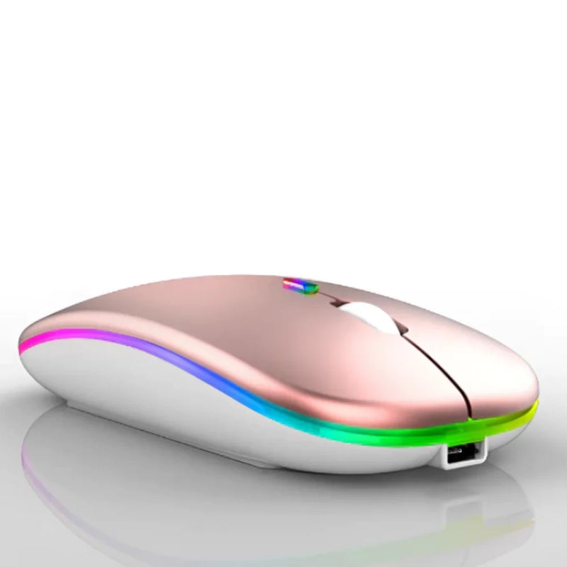 Mouse Sem Fio Wireless Com Bateria Interna Recarregavel 2,4 Ghz Led RGB Home Office